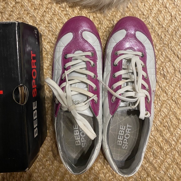 QUILTED BEBE SPORT SNEAKERS in WHITE/FUSCIA. BARBIECORE-STYLE! Size US7.5. - Picture 5 of 5